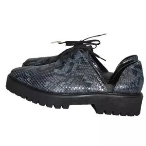 Freda Salvador Blue Snakeskin Lace-Up Shoes